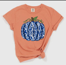 Blue Chinoiserie pumpkin adult shirt