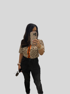 Voy smocked mock Neck stripe top