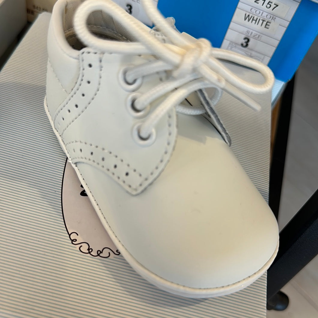 White Lamour boys leather lace up