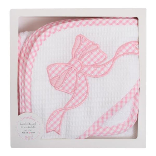 Three Marthas Pink Bow Hooded Towel