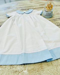 Three Sisters Blue and White Pleated Gown