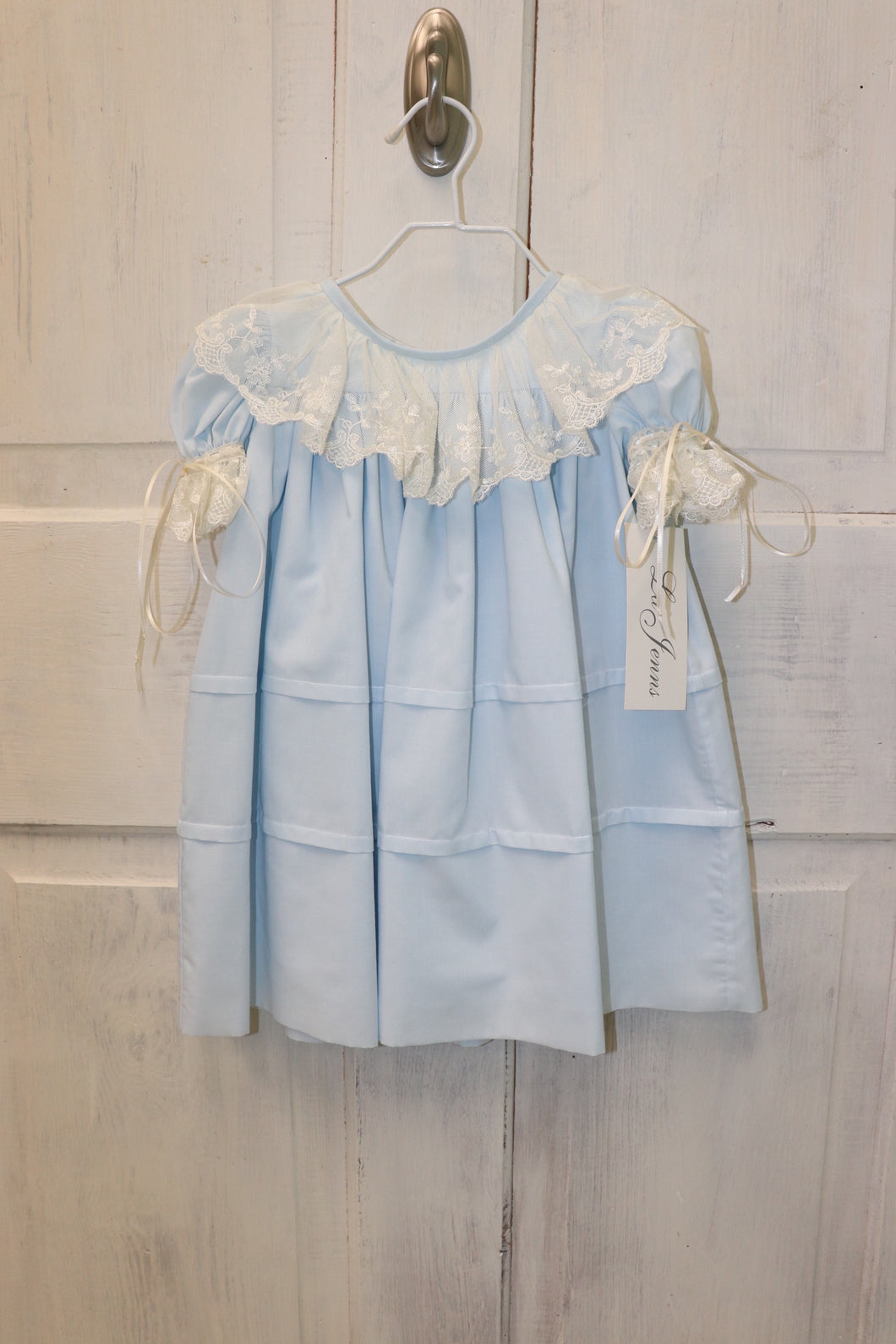 LaJenns Blue Dress with Lace around Collar M515