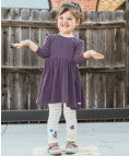 Ruffle Butts Misty Lilac & Ivory Stripe Floral Footless Ruffle Tights