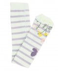Ruffle Butts Misty Lilac & Ivory Stripe Floral Footless Ruffle Tights